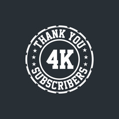 Thank you 4000 Subscribers celebration, Greeting card for 4k social Subscribers.