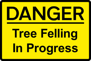 Tree falling in progress danger sign. Black on black background. Traffic signs and symbols.
