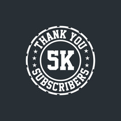 Thank you 5000 Subscribers celebration, Greeting card for 5k social Subscribers.