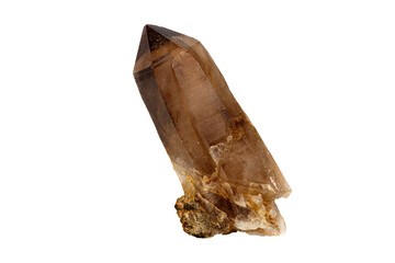 macro stone mineral smoky quartz on a white background