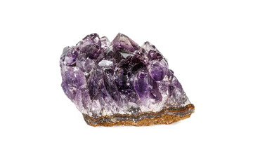 Amethyst Crystal Druse  macro mineral on white background close up
