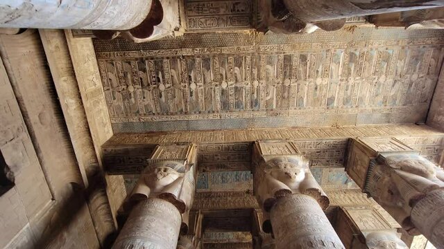 Dendera temple or Temple of Hathor. Egypt. Dendera, Denderah, is a small town in Egypt. Dendera Temple complex, one of the best-preserved temple sites from ancient Upper Egypt.