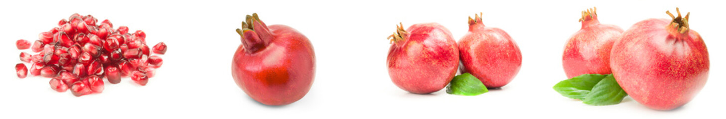 Group of pomegranates isolated on a white background with clipping path