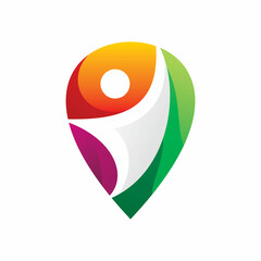full color pin map people community logo design