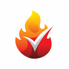 fire flame check logo design
