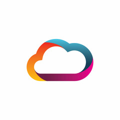full color line cloud logo design