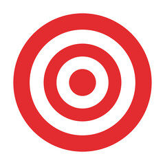 Red target bullseye vector. Flat color sign.