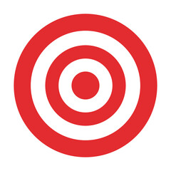 Red target bullseye vector. Flat color sign.