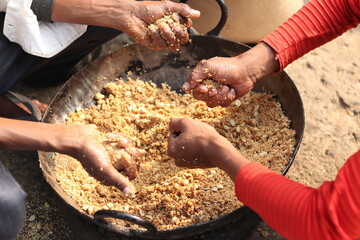 Rolling Roasted Sesame Seeds, Dry Fruits Kaju Badam Moonfali Mawa Malai Mungfali Nuts Mava With...