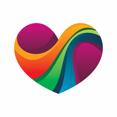full color love heart shape logo design