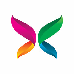 full color nature butterfly logo design