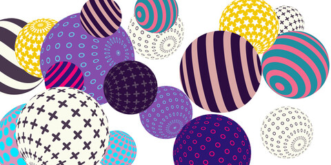 Retro 3d illustration abstract balls, great design for any purposes.  Modern cover concept. Vector modern banner. Abstract bright wallpaper. 3d geometric shape  illustration.