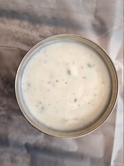 Yoghurt or Laban in Arabic with Mint.