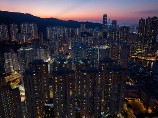 Fototapeta na wymiar Hong Kong residential district at night