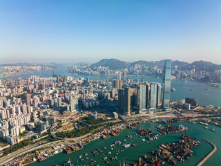 Fototapeta premium Aerial view of Hong Kong city