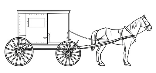 Classic amish single horse cart stock illustration.