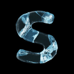 Ice letter S on black background
