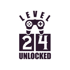 24th Birthday for Gaming lovers Level 24 Unlocked