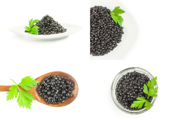 Set of black roe over a white background