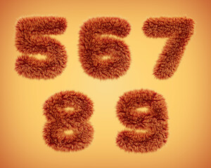 3d render of fluffy fur orange letters