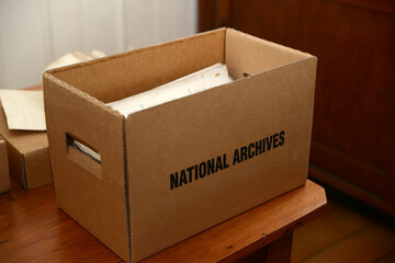 box of papers for the National Archive - obrazy, fototapety, plakaty