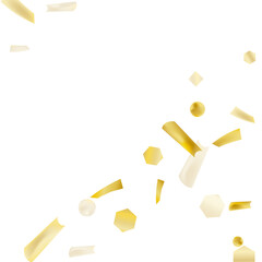 Gold confetti. Vivid blur effect. Festive foil. Great design for any purpose. Holiday, birthday. Gold glitter. Light glare..