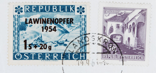briefmarke stamp vintage retro alt old gestempelt used frankiert cancel papier paper lawinenopfer...