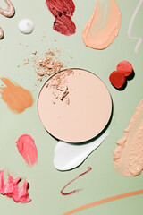 Cosmetic texture, cosmetic product for make-up and skin care, cream, lipstick, smear