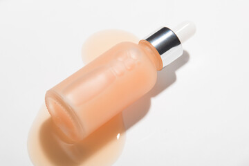 Natural cosmetic products on a light background. Mockup of cosmetic bottles.