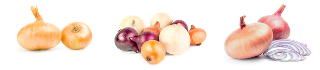 Group of Bulb of onion isolated on a white background cutout