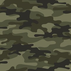 army vector camouflage print, seamless green pattern for clothing headband or print. - obrazy, fototapety, plakaty