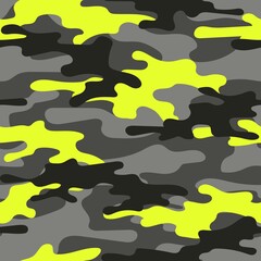 army yellow vector camouflage print, seamless pattern for clothing headband or print.