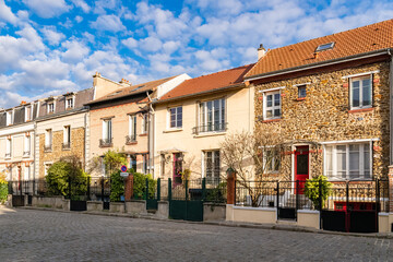 Paris, picturesque neighborhood of the Campagne à Paris, in the 20e arrondissement
