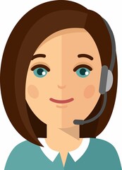 Female Call Center Avatar with Headphones microphone.