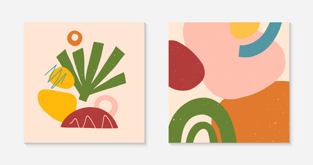 Set of abstract vector illustrations with hand drawn various organic shapes and graphic elements.Trendy artistic contemporary designs for prints,flyers,banners,invitations,branding design,covers