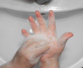 Detailed hand washing gestures to protect against coronavirus and disinfect