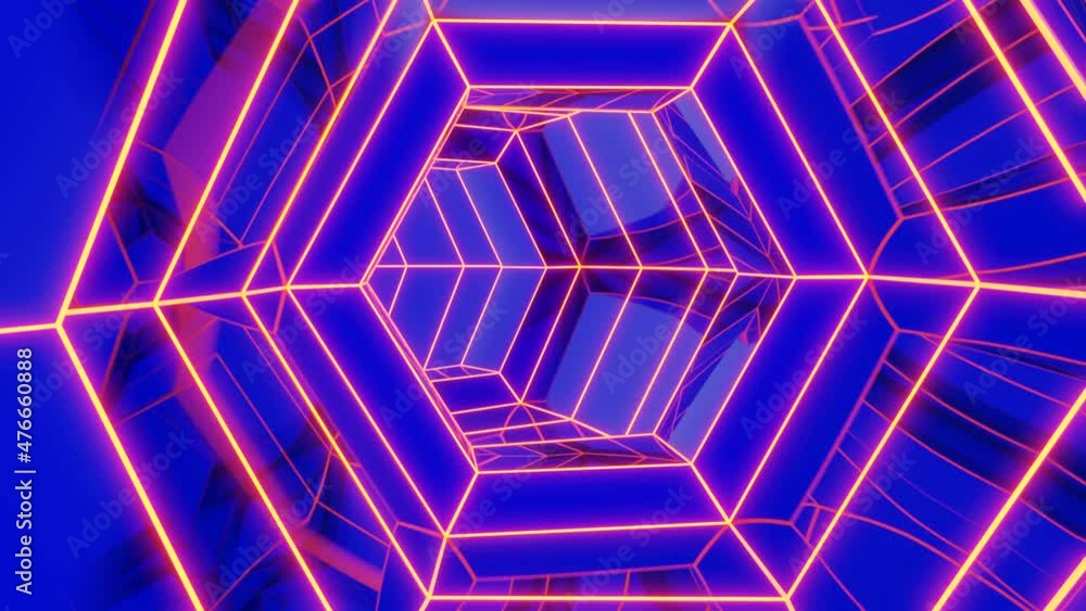 Poster a tunnel in abstraction.design. tunnel in purple color in 3d format made as a background.