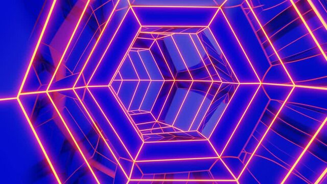 A tunnel in abstraction.Design. tunnel in purple color in 3d format made as a background.