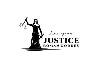 Mistress of law justice. Roman goddess logo illustration design template inspiration