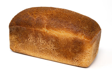 fresh bread brick or whole grain bread isolated on white background