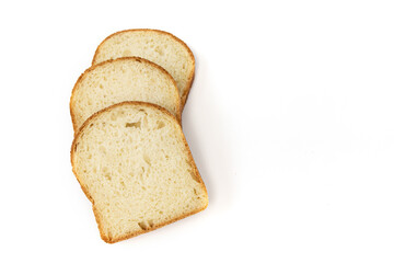 slices of bread isolated on white background, side view