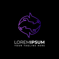 Orca whale line logo design