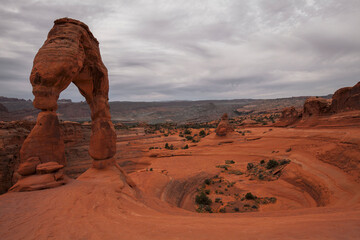 Fototapeta na wymiar Delicate Arch, a freestanding natural arch in Arches National Park in Utah 