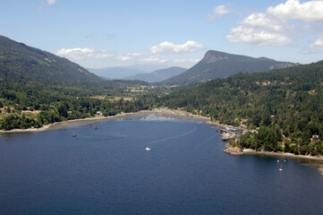 Fulford Harbour and the Fulford Creek estuary with Mount Maxwell in the background, Salt Spring...