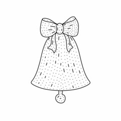 Hand drawn Bell icon in doodle style. Cartoon bell vector icon for web design isolated on white background.