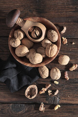 Walnuts and nutcracker