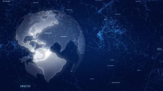 3d Earth globe rotation with computer cyberspace data seamless loop motion network. - Powered by Adobe