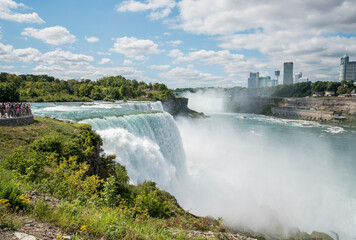 Side view of the famous American Falls of the Niagara Falls