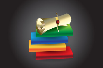 Books award honor certificate education icon logo vector - obrazy, fototapety, plakaty