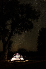 Fototapeta na wymiar Sleeping in a tent beneath the scenic Milky Way, Big Bend National Park